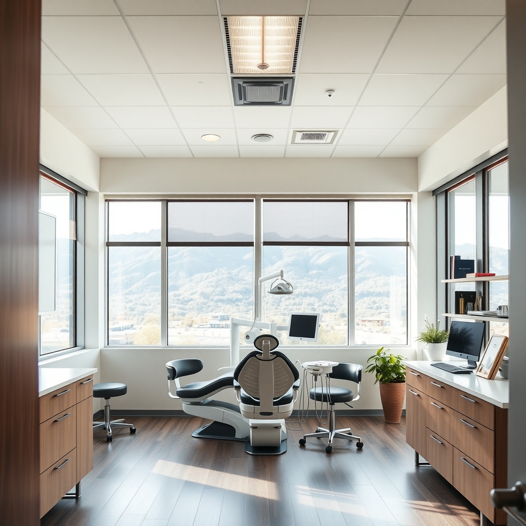 Modern dental practice office interior in Cottonwood Heights, UT with natural mountain light