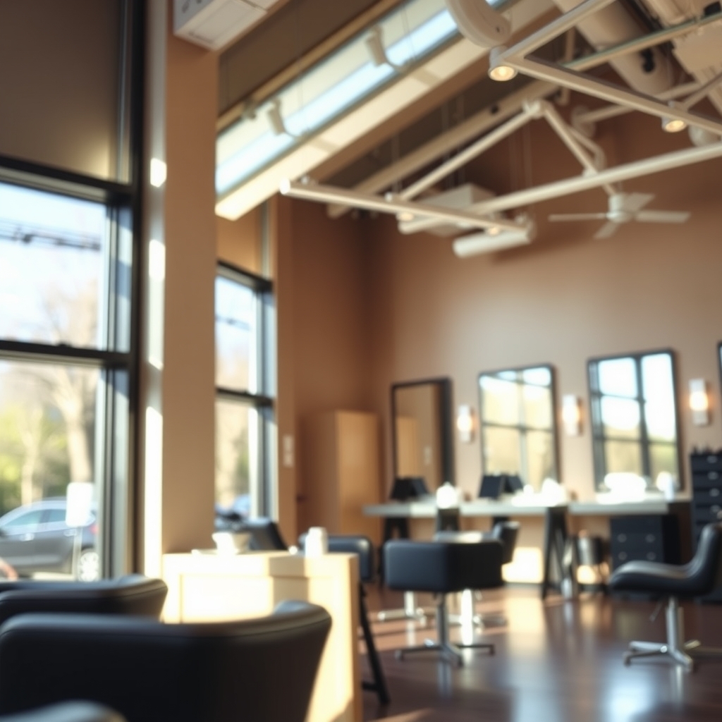 Modern hair salon interior with styling stations in Cottonwood Heights, UT