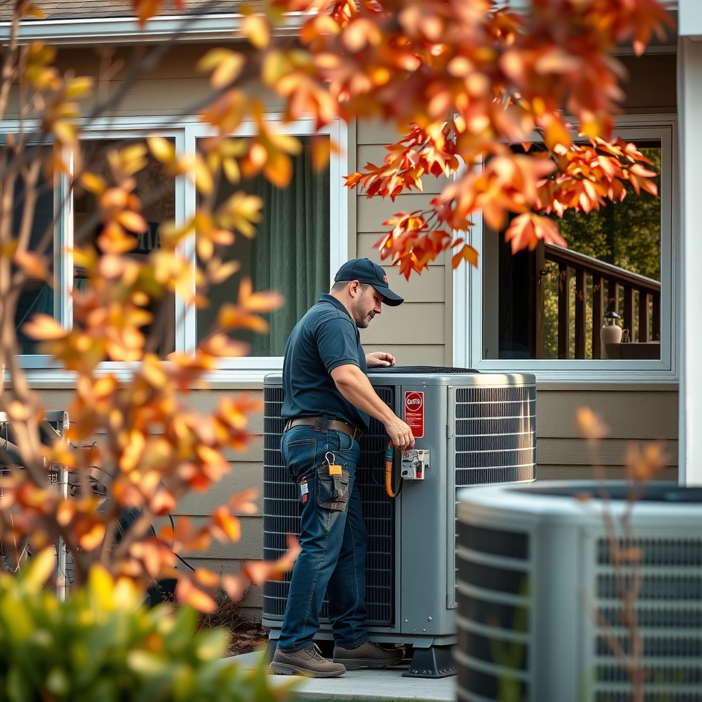 HVAC technician working outside a home in Holladay, UT.
