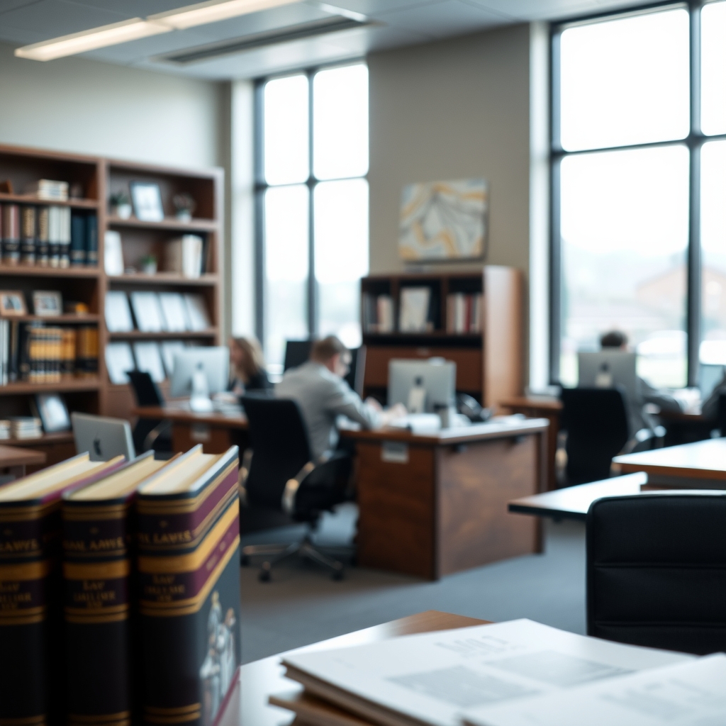 Law firm office interior in Sandy, UT with professional staff working at desks