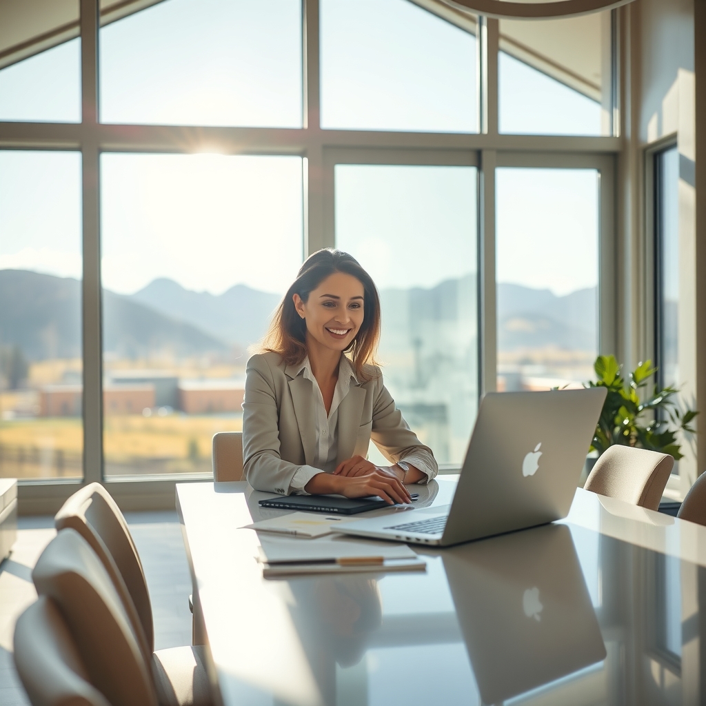 Real estate agent working on a laptop in Provo, UT
