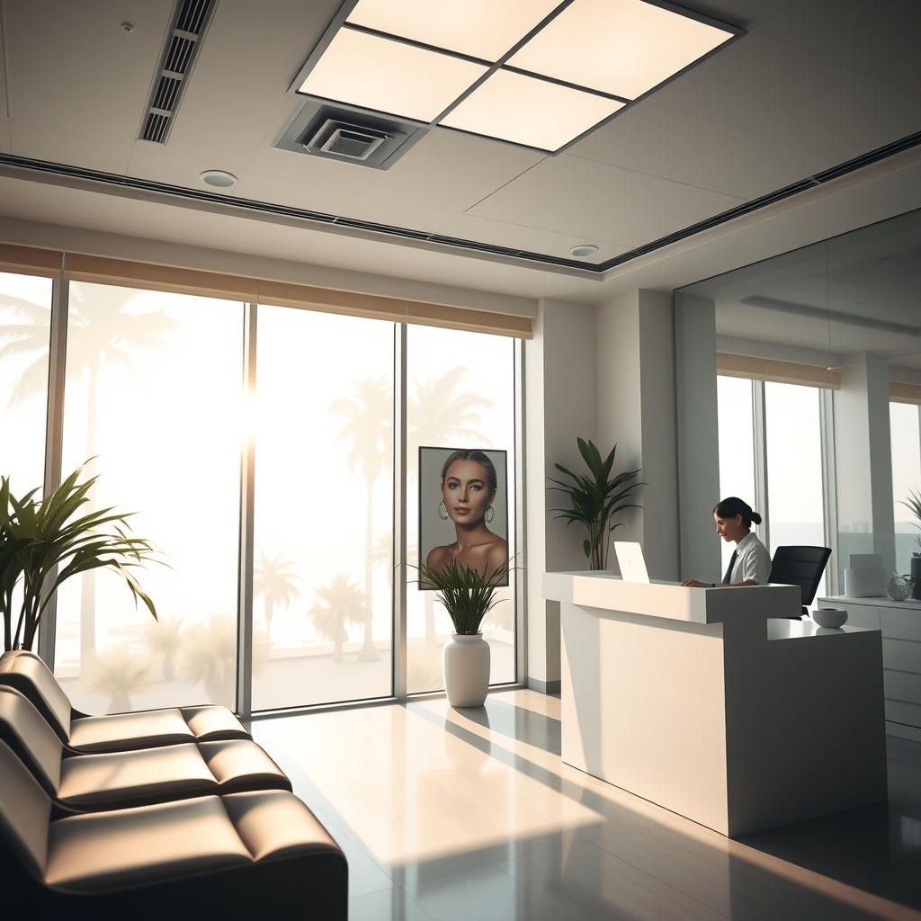 A modern medical consultation office for a plastic surgeon in West Palm Beach, FL.