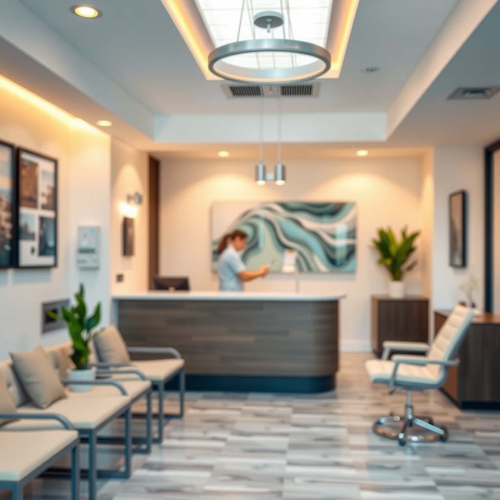Modern dental practice reception area and team in Delray Beach, FL