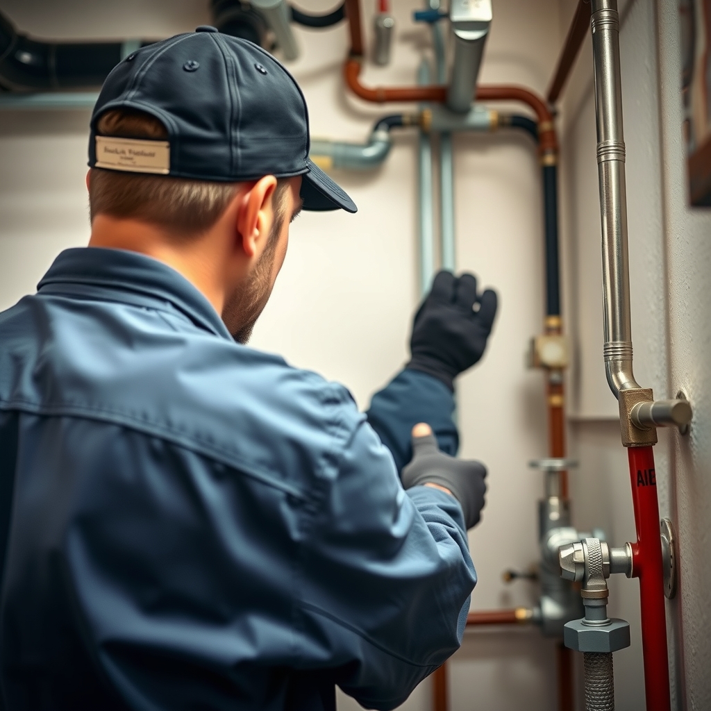 Plumber working in a residential home in Atlanta, GA