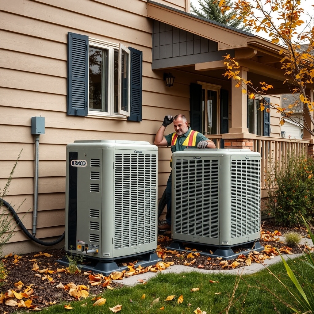HVAC technician servicing a residential cooling unit in Salt Lake City, UT