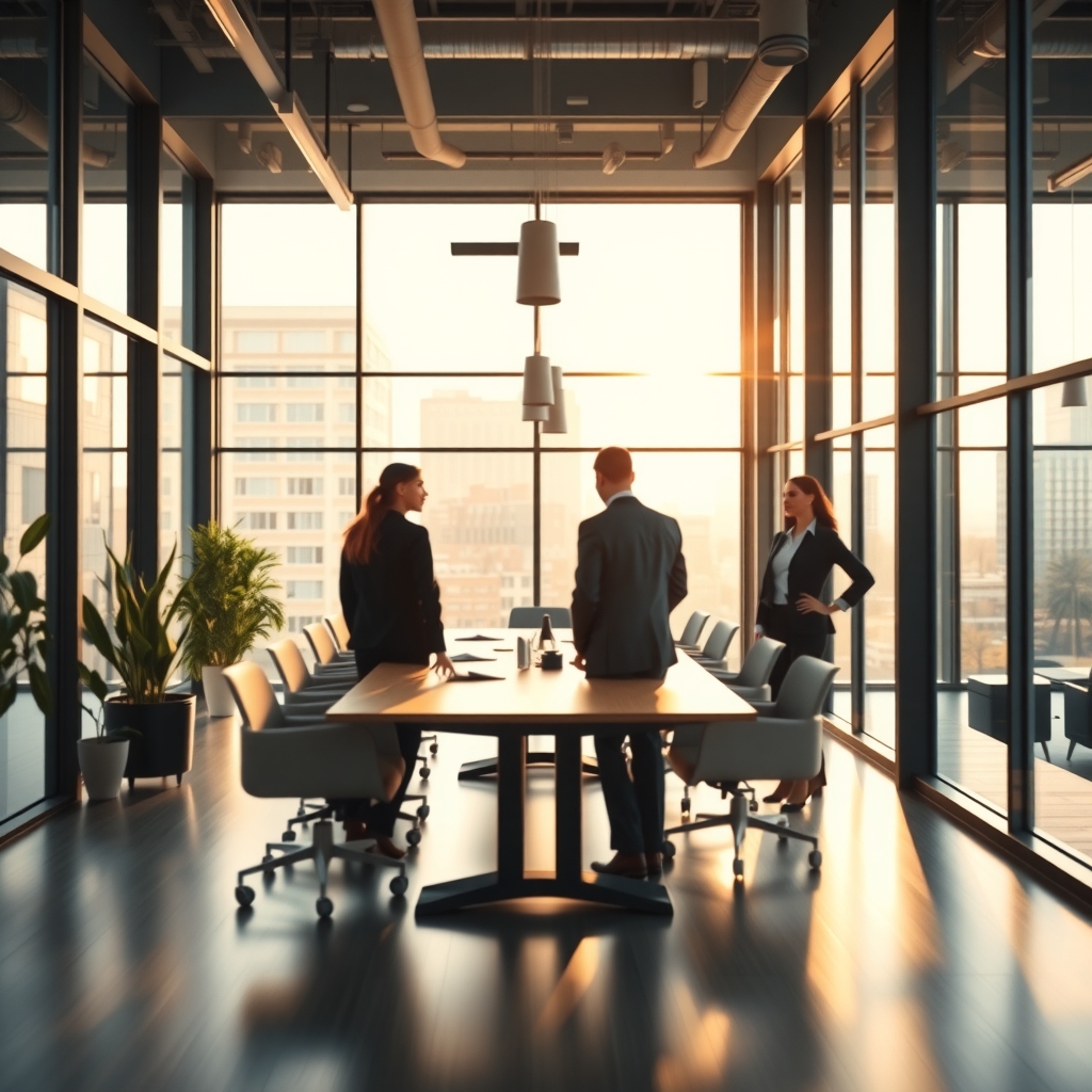 Professional law firm office interior in Houston, TX with team members collaborating.