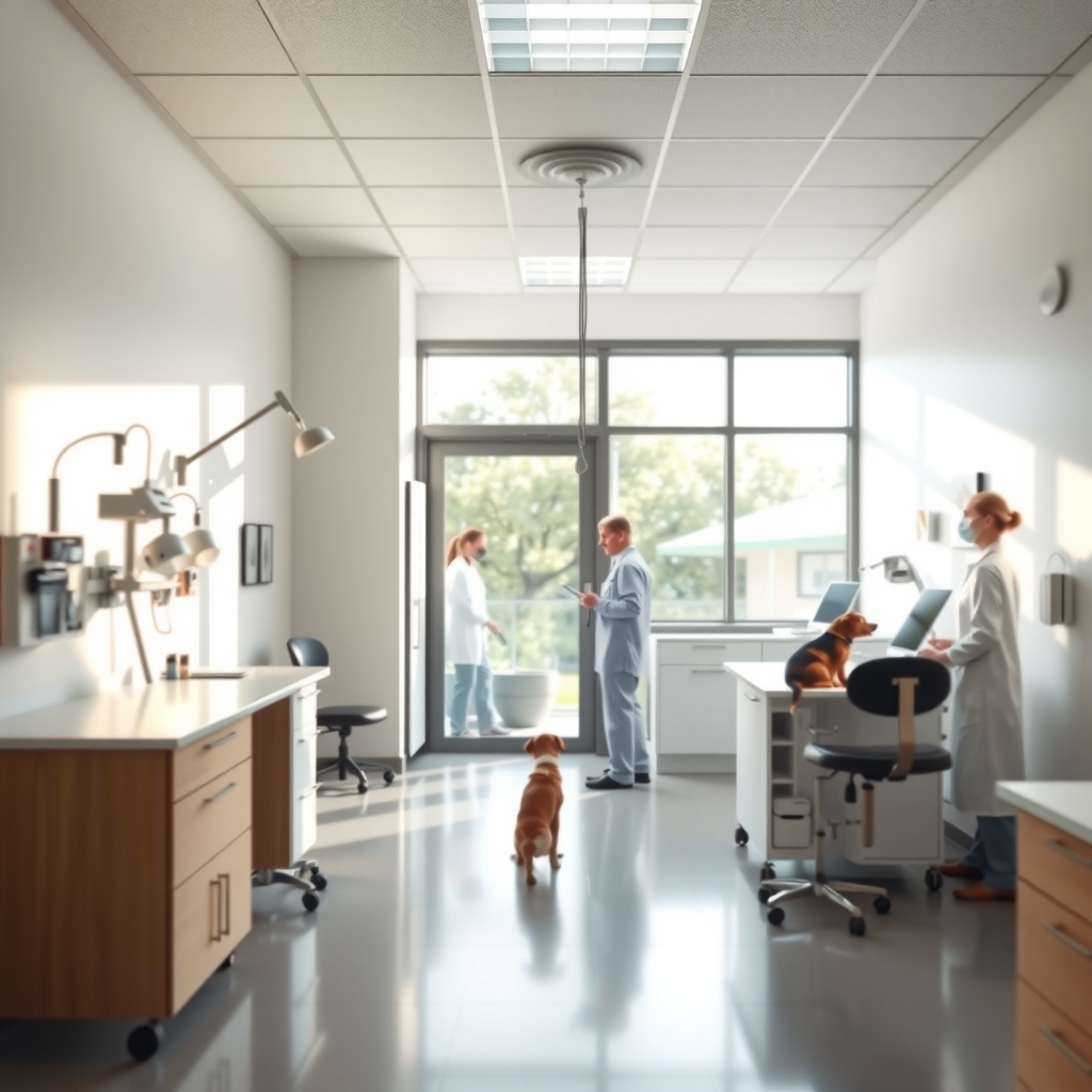 Modern veterinarian clinic exam room with natural light in Tampa, FL.