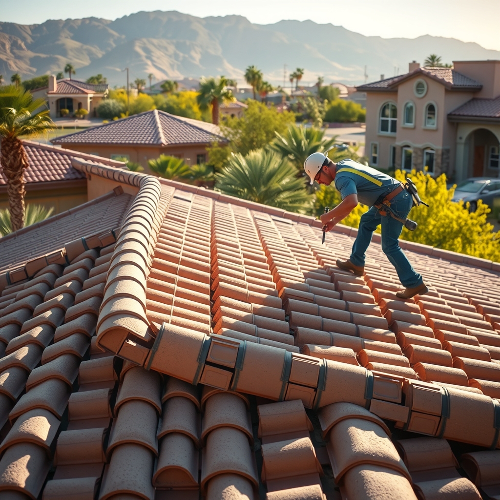 Professional roofer working on a residential home in Tempe, AZ