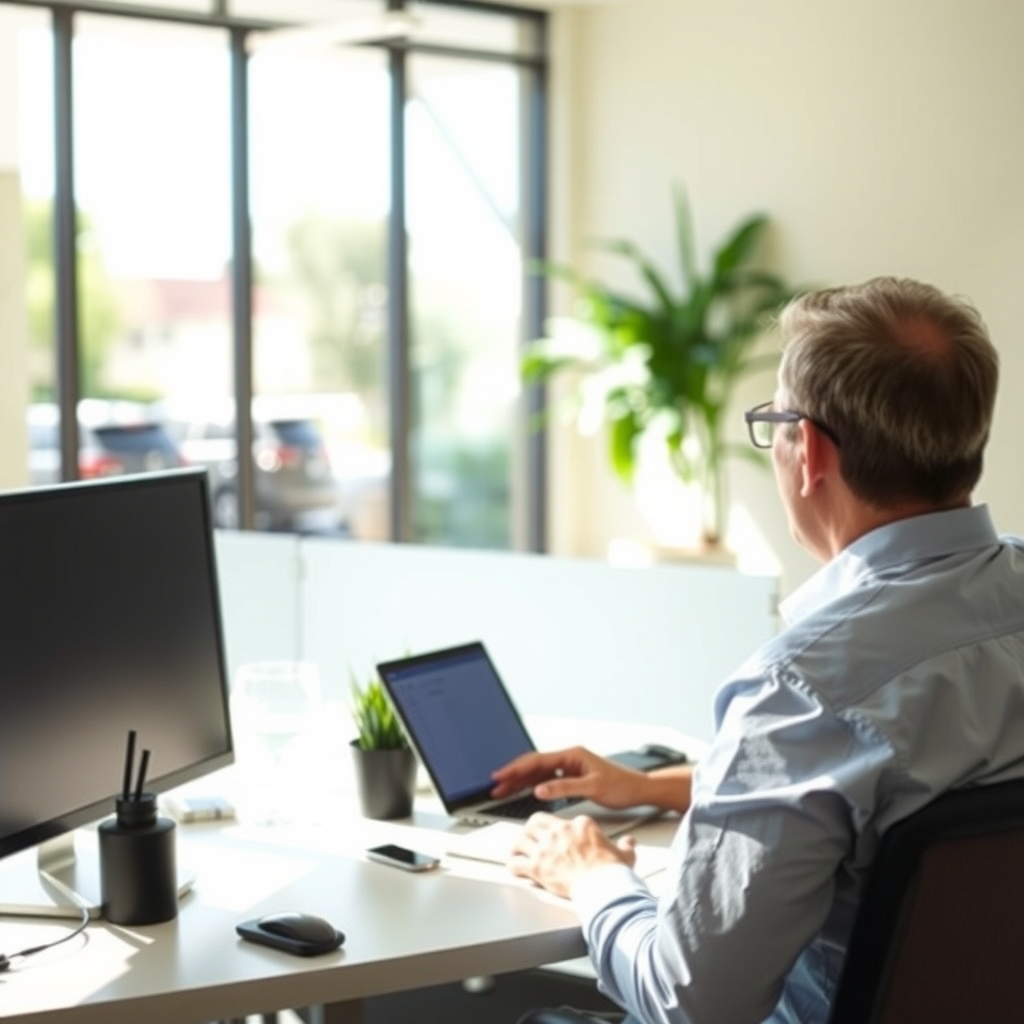 A franchise owner working in a bright office in Chandler, AZ.