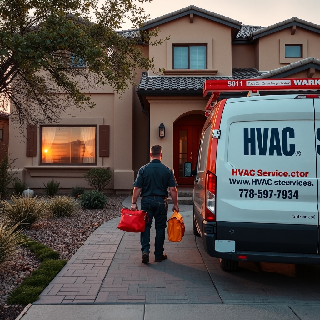 HVAC service technician arriving at a home in Gilbert, AZ for a system repair