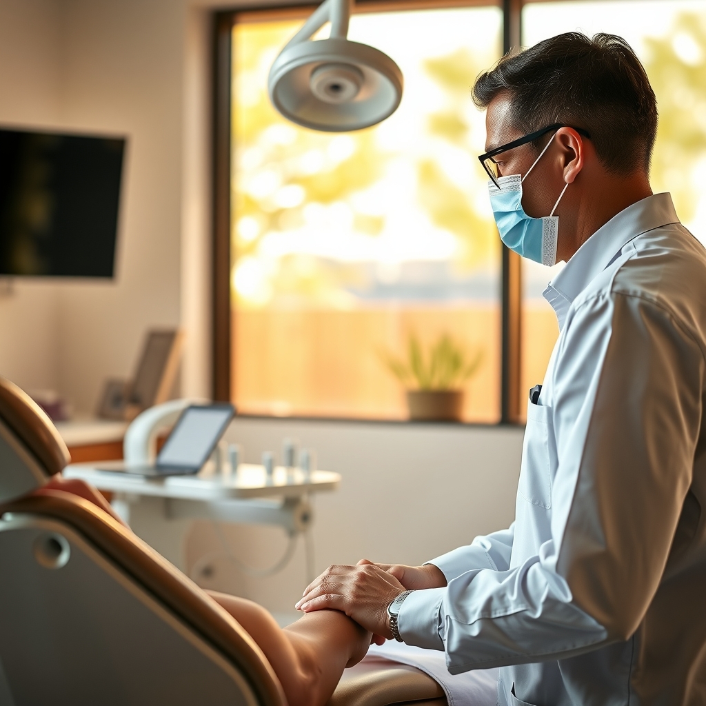 Dental professional consulting with a patient in a modern Mesa, AZ office.