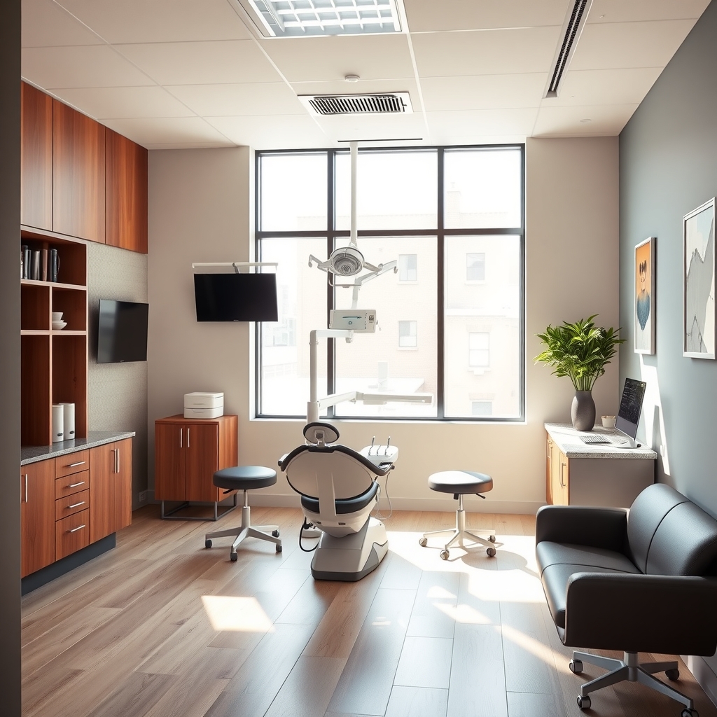 Modern orthodontic office interior in Atlanta, GA with natural light.