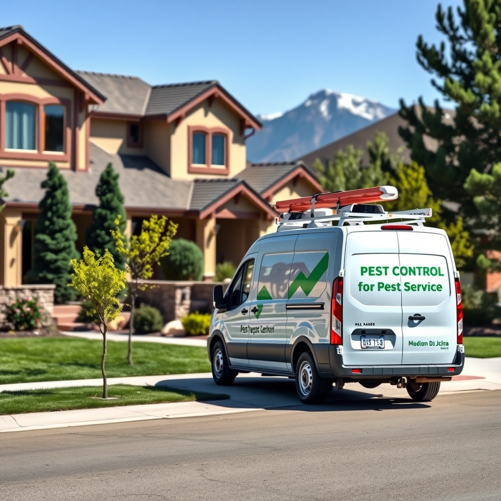A pest control service setup in a residential neighborhood in Denver, CO.