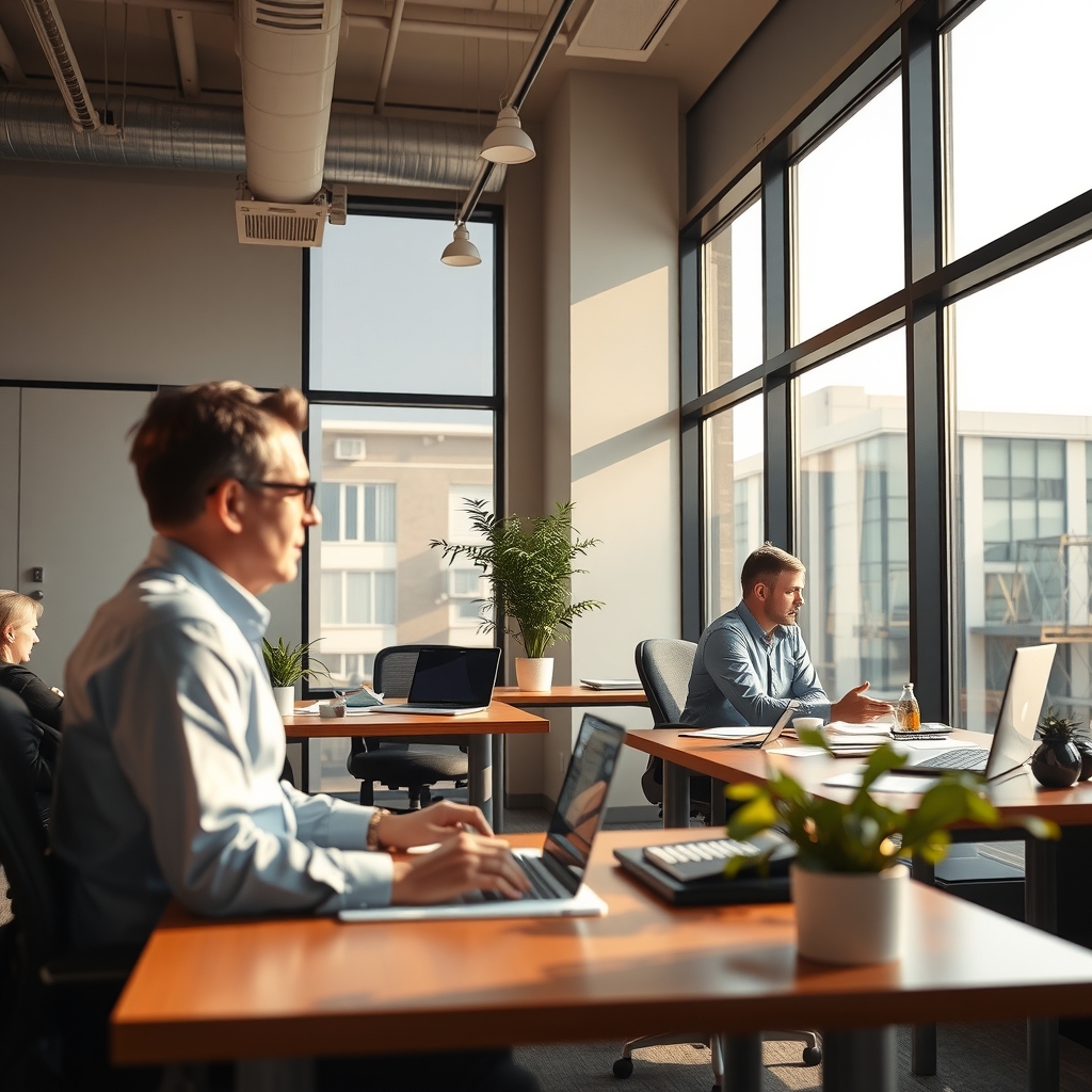 Insurance agency office interior in Austin, TX with professionals working
