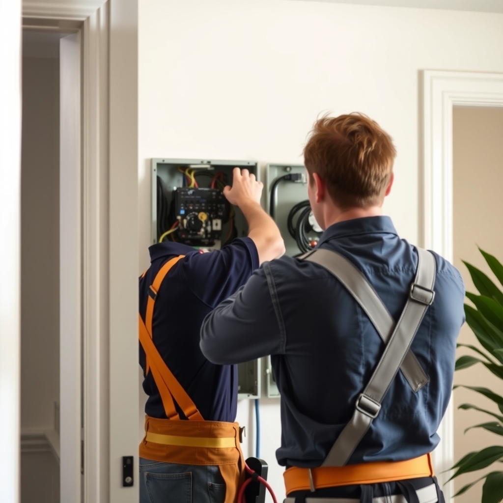 Electrician working on a panel in a Nashville, TN home