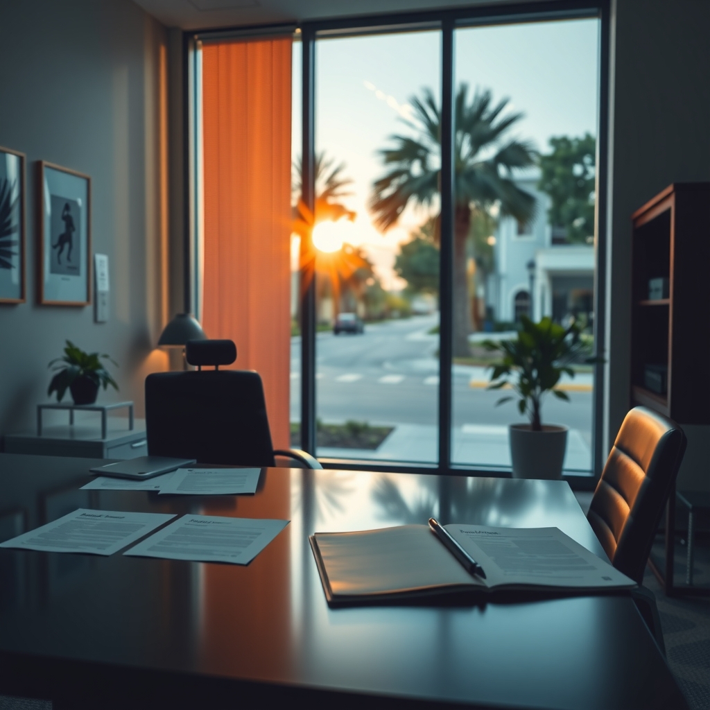 Interior of a professional law firm office in St. Petersburg, FL.