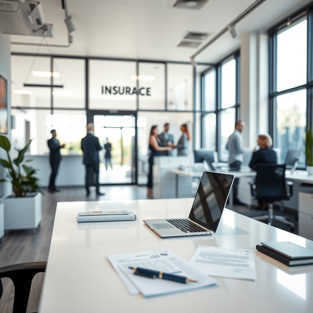 Insurance agency office interior in Katy, TX with natural light and professional workspace