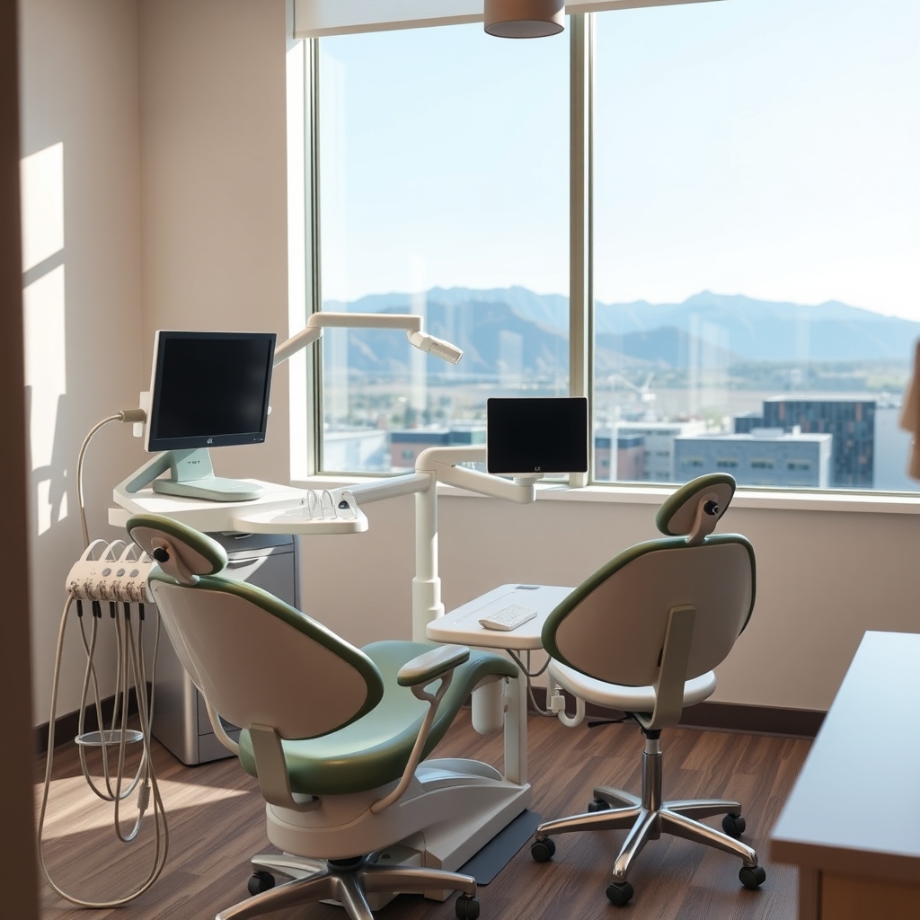 Modern orthodontic clinic consultation room with mountain views in Ogden, UT