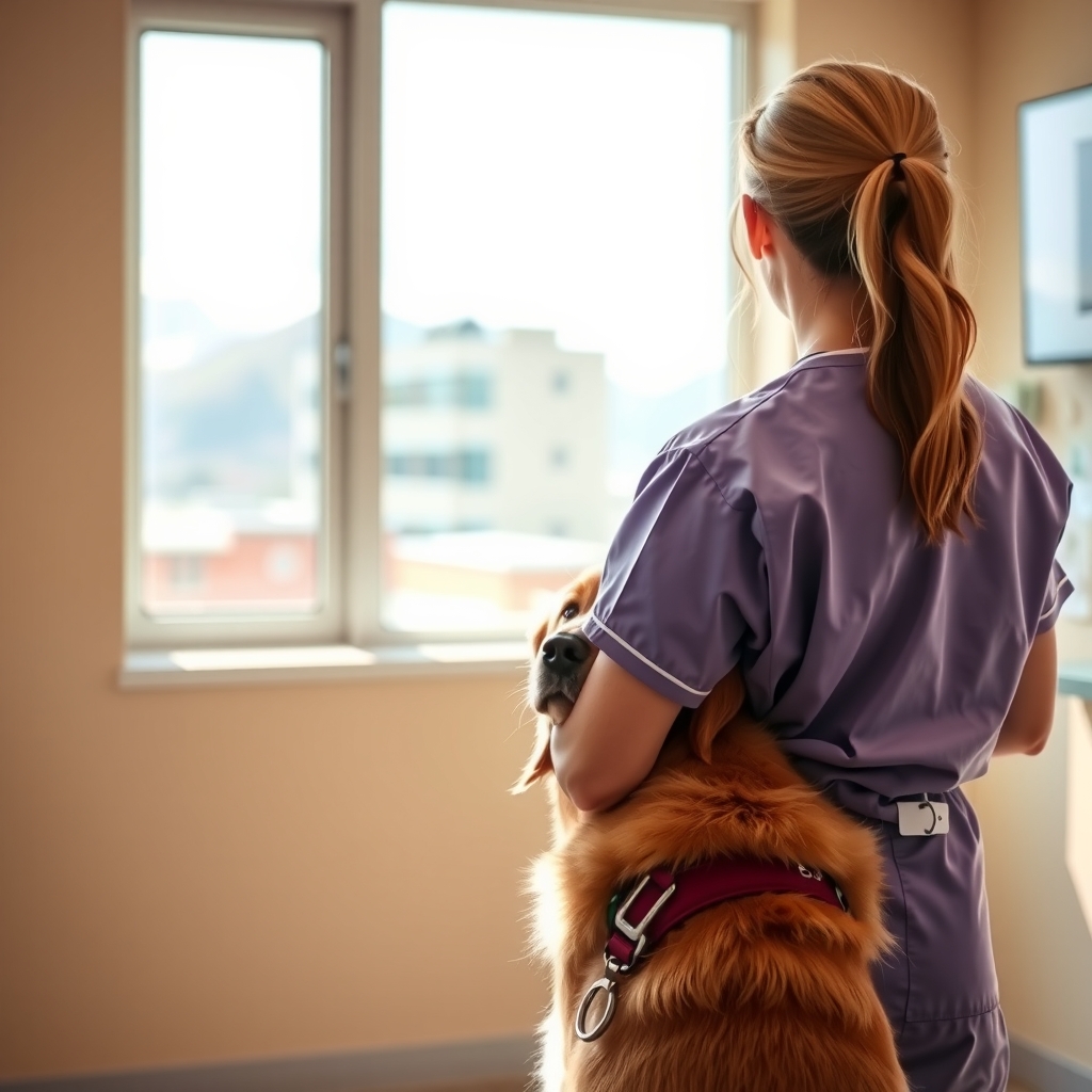 A professional veterinarian tending to a dog in a bright, modern Bountiful, UT veterinary clinic.