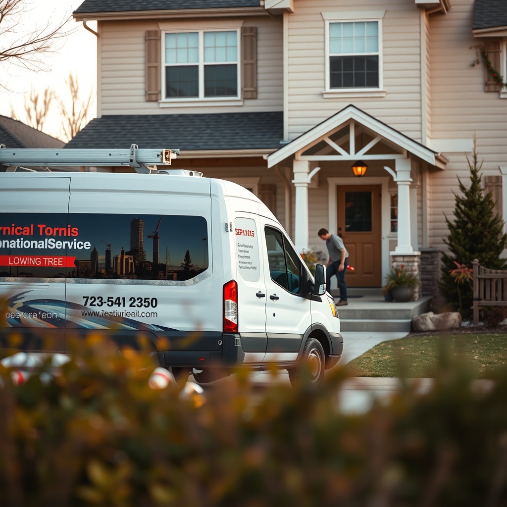 HVAC service van and technicians at a home in Ogden, UT