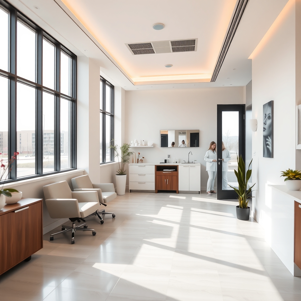 Modern med spa interior in Salt Lake City, UT prepared for client consultations.