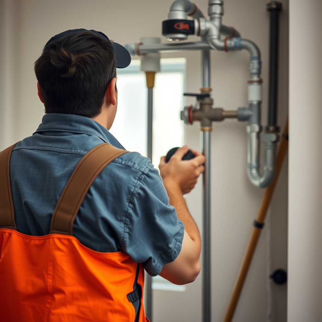 A professional plumber working on residential pipes in Houston, TX
