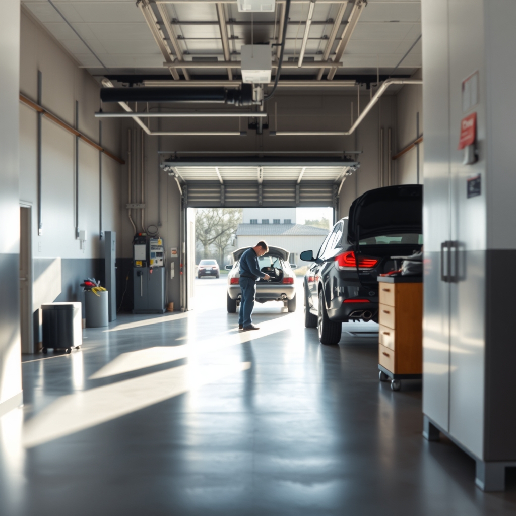 Mechanic working in a clean auto repair shop in Frisco, TX.