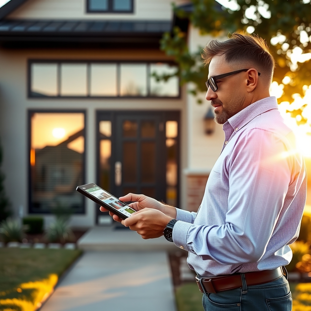Real estate agent reviewing neighborhood properties in Allen, TX
