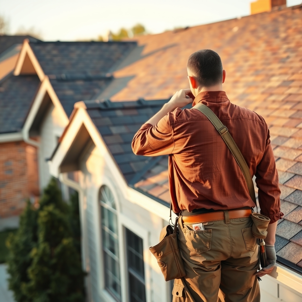 A professional roofer performing an inspection on a residential roof in McKinney, TX.
