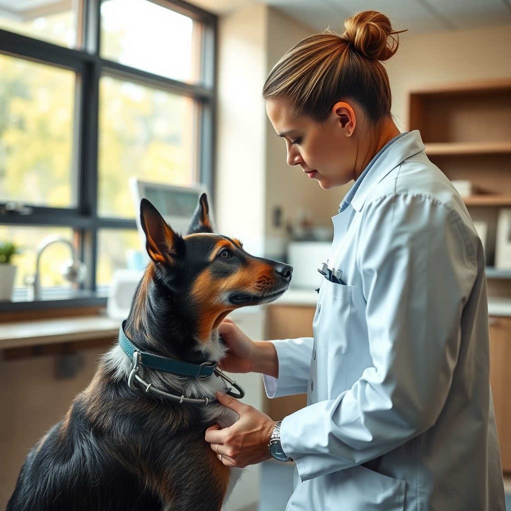 Veterinarian examining a dog in a bright Tampa, FL clinic