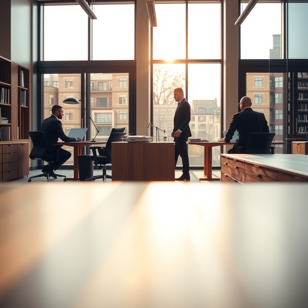Professional law firm office interior with attorneys working in Houston, TX.
