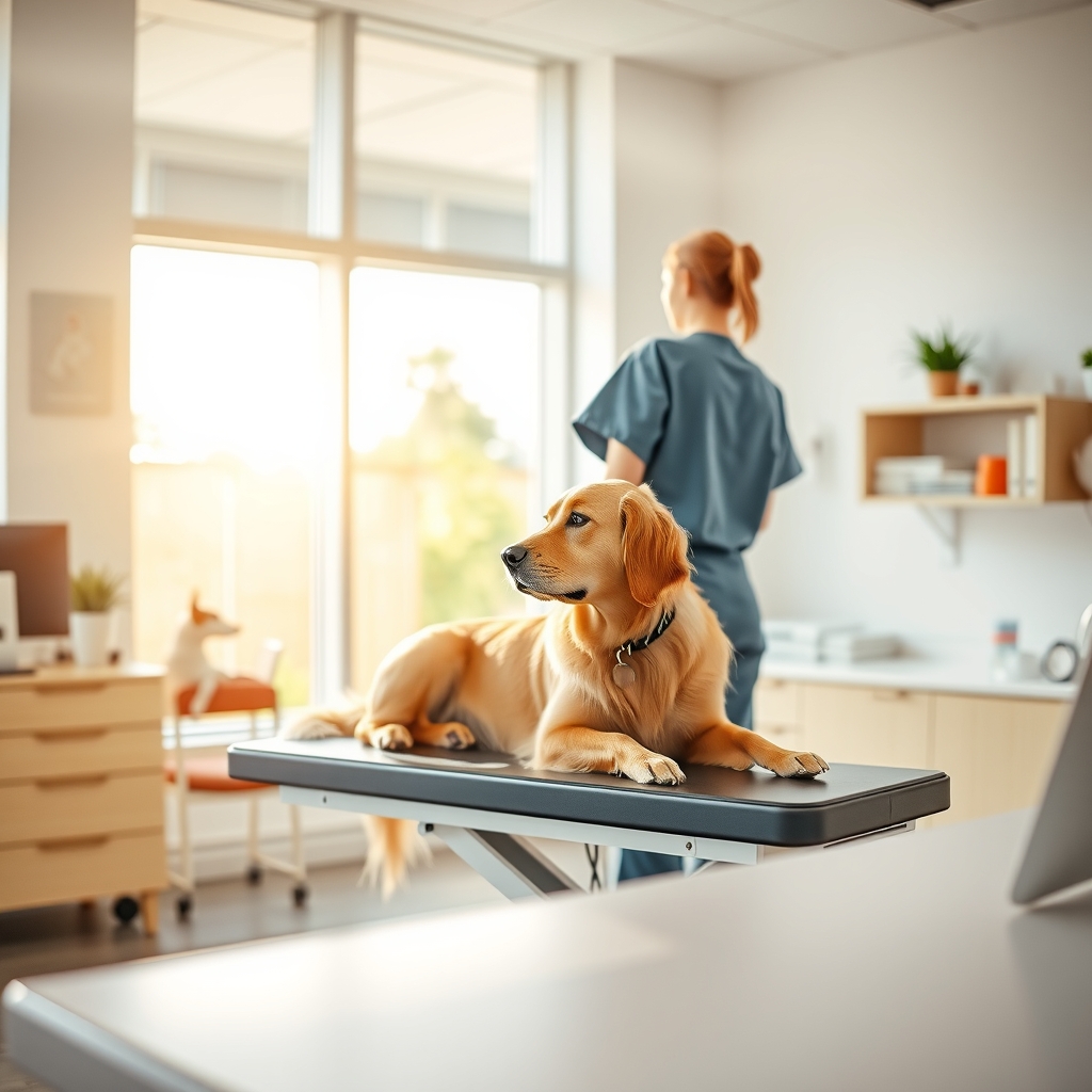 Veterinary clinic examination room in Tampa FL with staff caring for a pet in bright daylight.