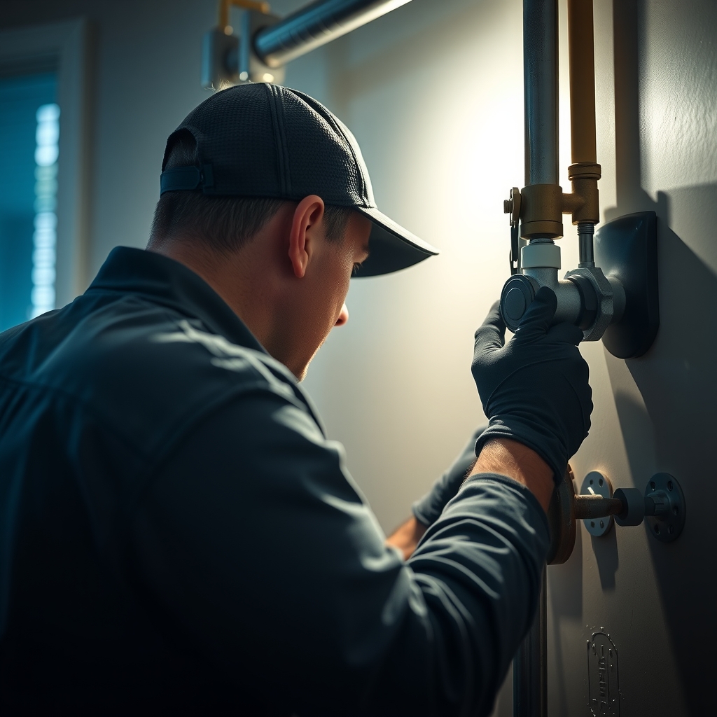 Professional plumber working in a home in Las Vegas, NV
