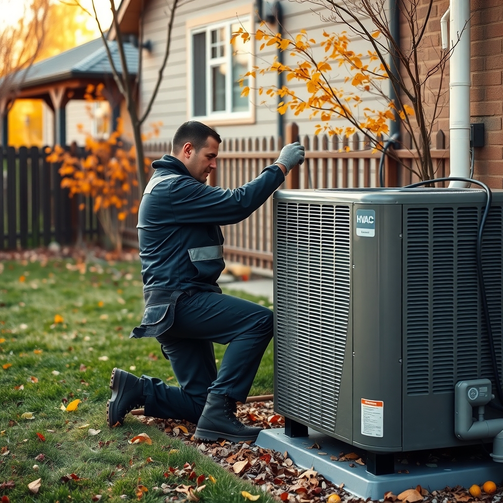 HVAC technician servicing a residential heating unit in Denver, CO