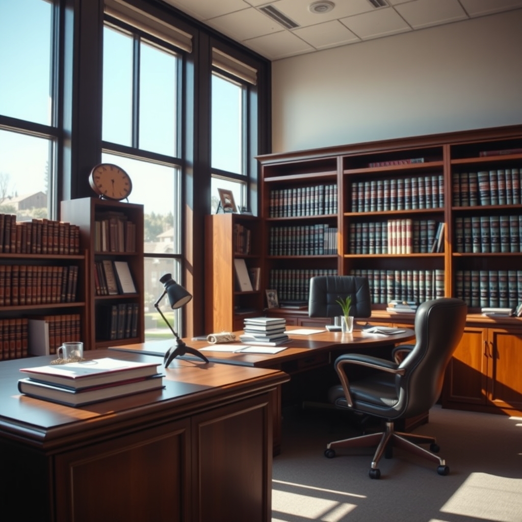 Law firm office interior in American Fork, UT with professional workspace and natural light.