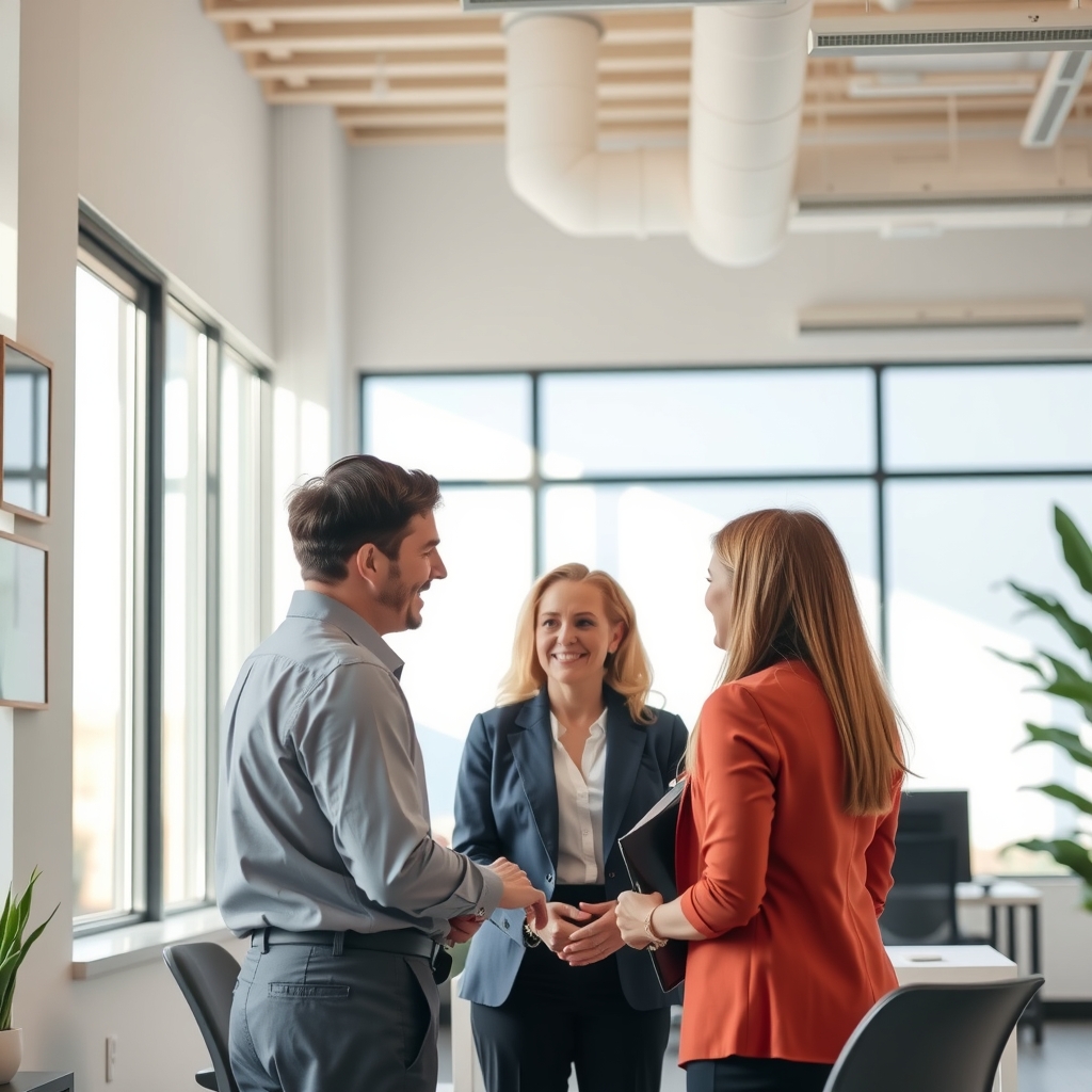 Real estate team collaborating in a modern office in Lehi, UT.