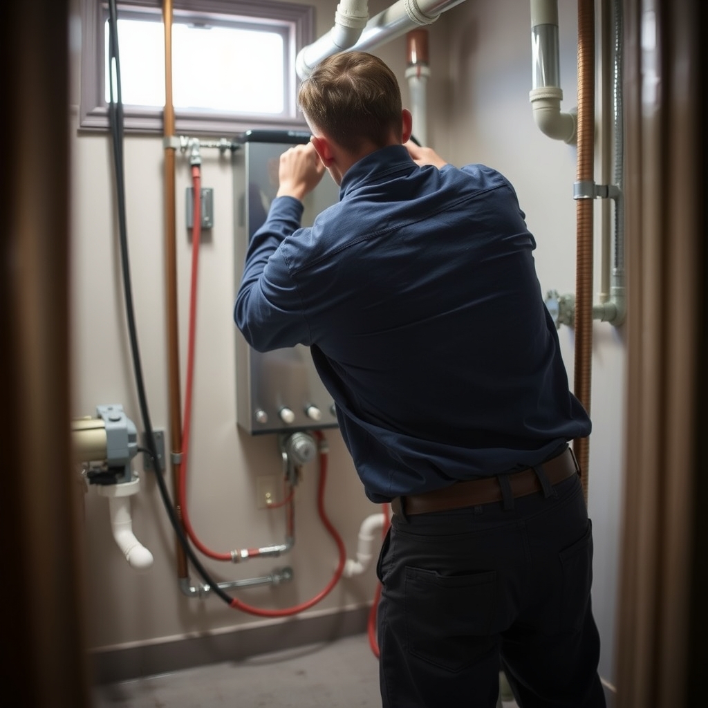 Plumber working in a home in Orem, UT