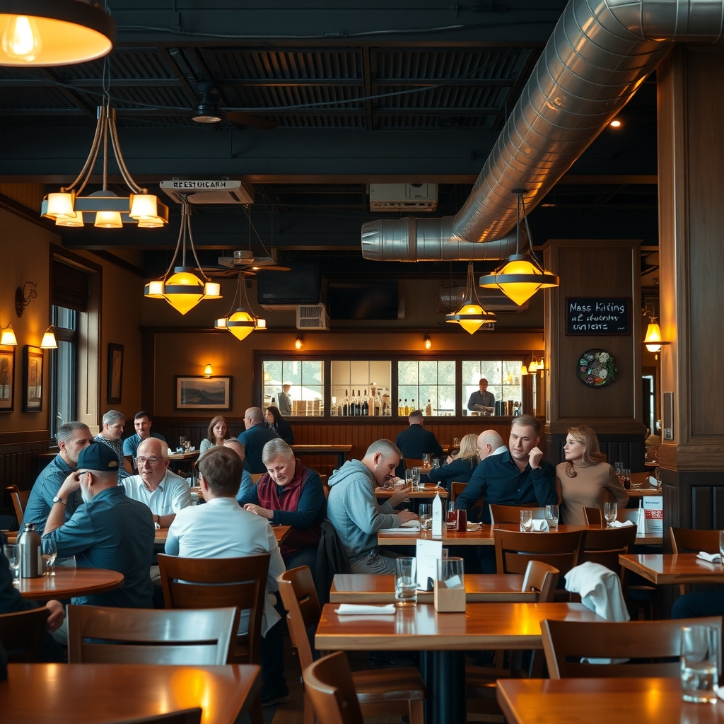 Patrons enjoying a meal inside a cozy restaurant in Provo, UT.
