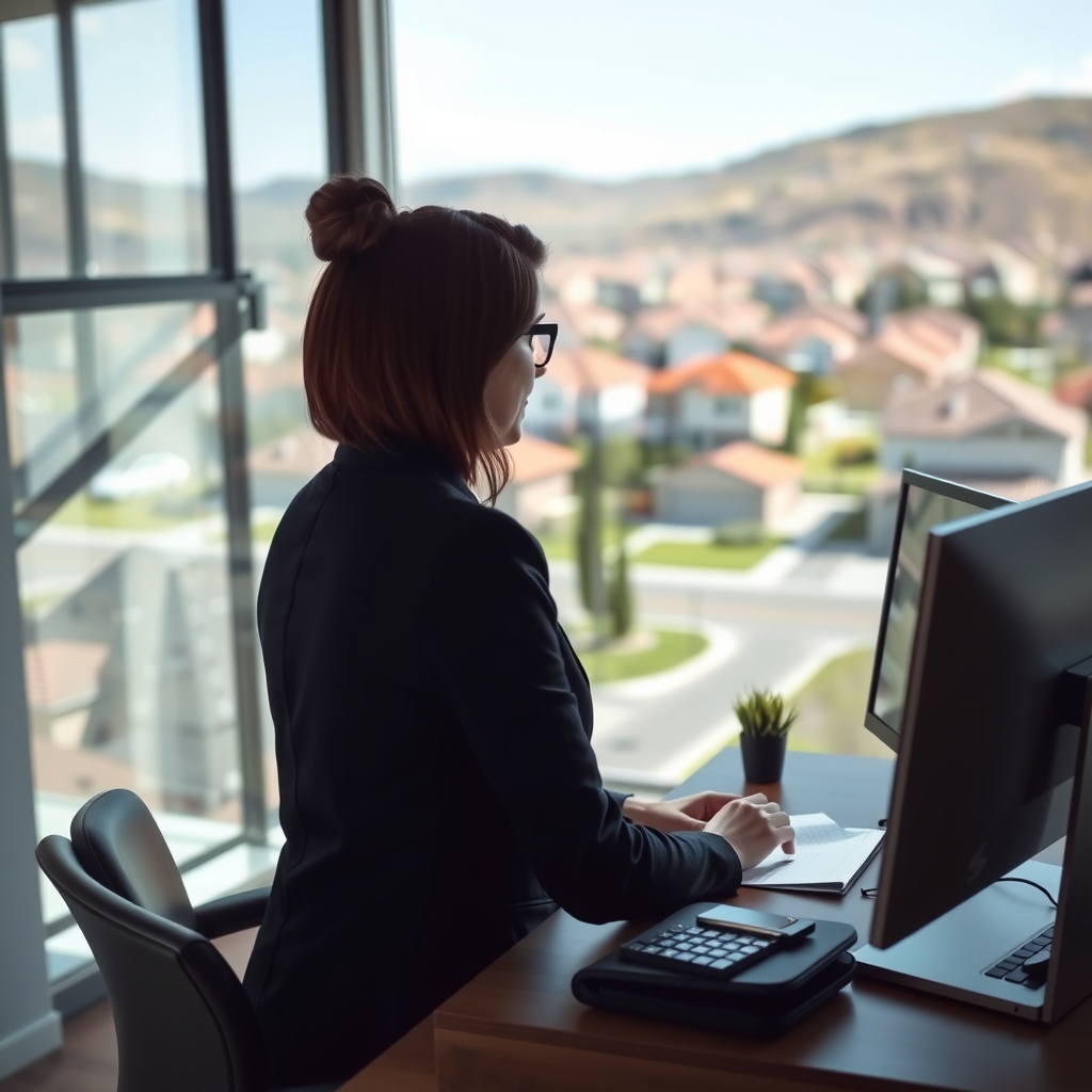 Real estate agent reviewing marketing automation and client lists in Spanish Fork, UT.