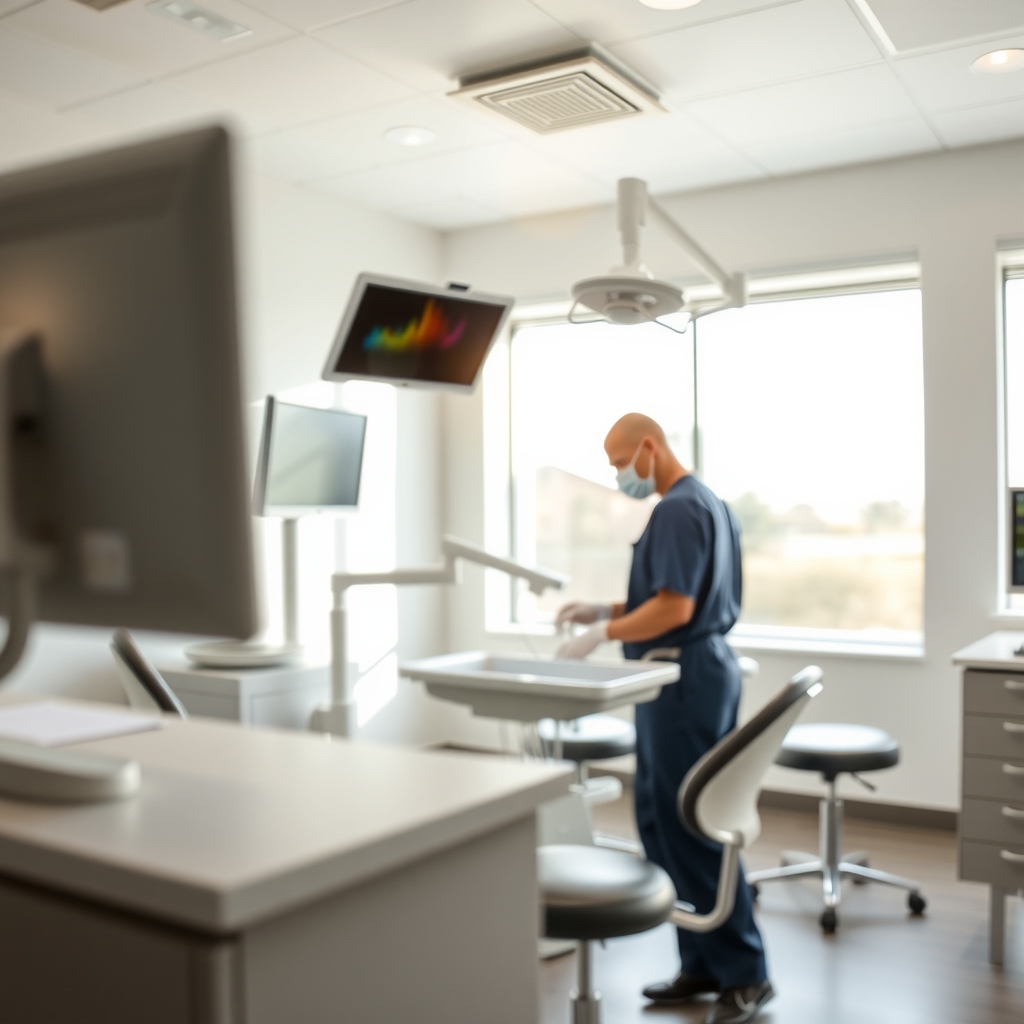 Modern dental office interior in Pleasant Grove, UT with natural sunlight streaming into a clean treatment room.