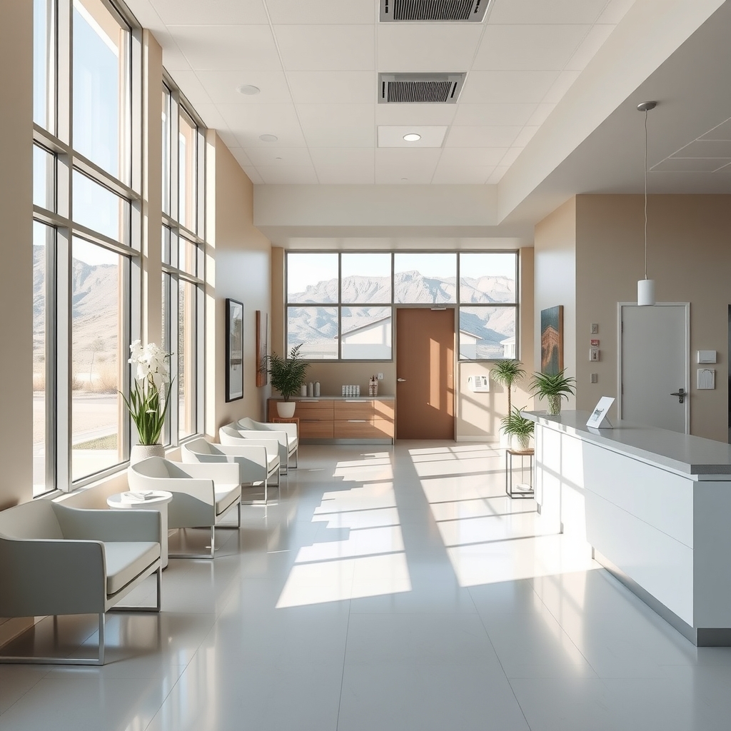 Modern interior of a med spa in Springville, UT with clean aesthetic design