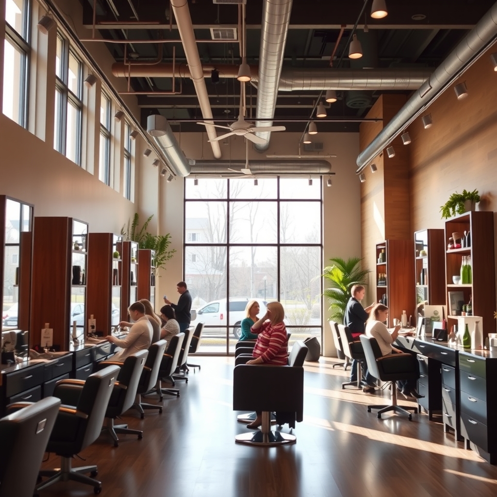 Modern hair salon interior with natural lighting in Raleigh, NC