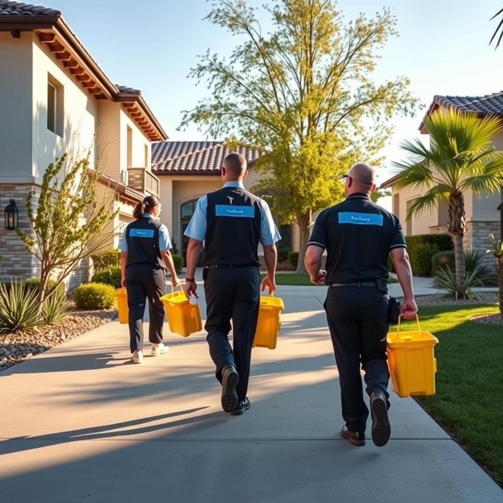 Professional cleaning service team arriving at a home in Las Vegas, NV