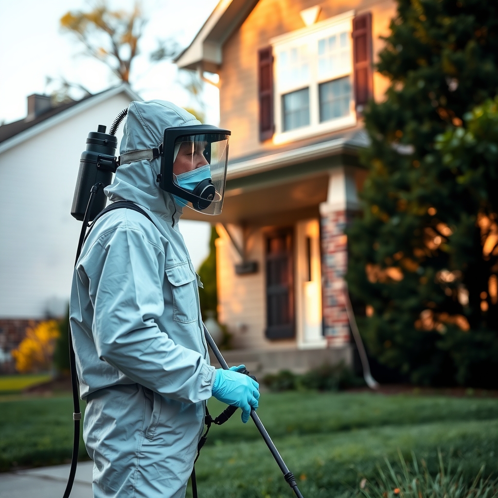 Pest control technician servicing a residential home in Nashville, TN