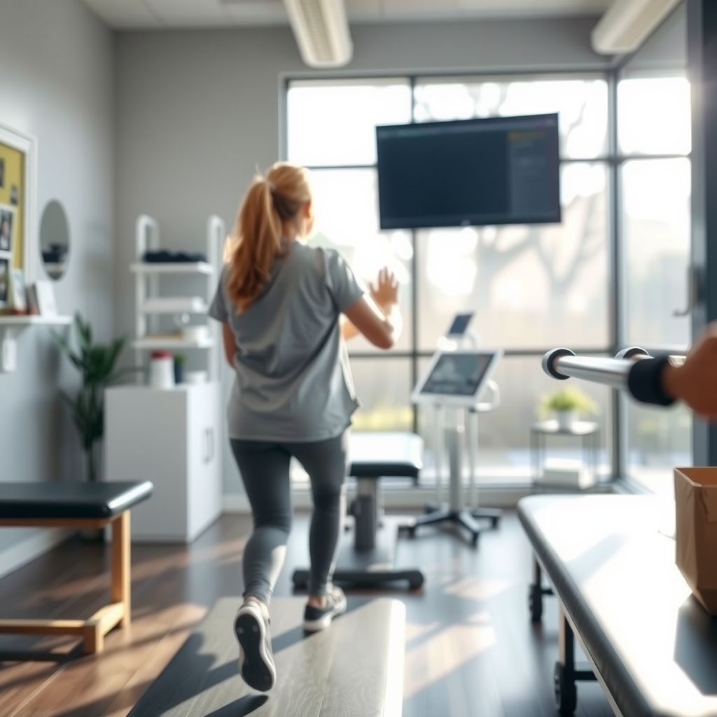 A physical therapist working with a patient in a bright, modern San Diego, CA clinic.