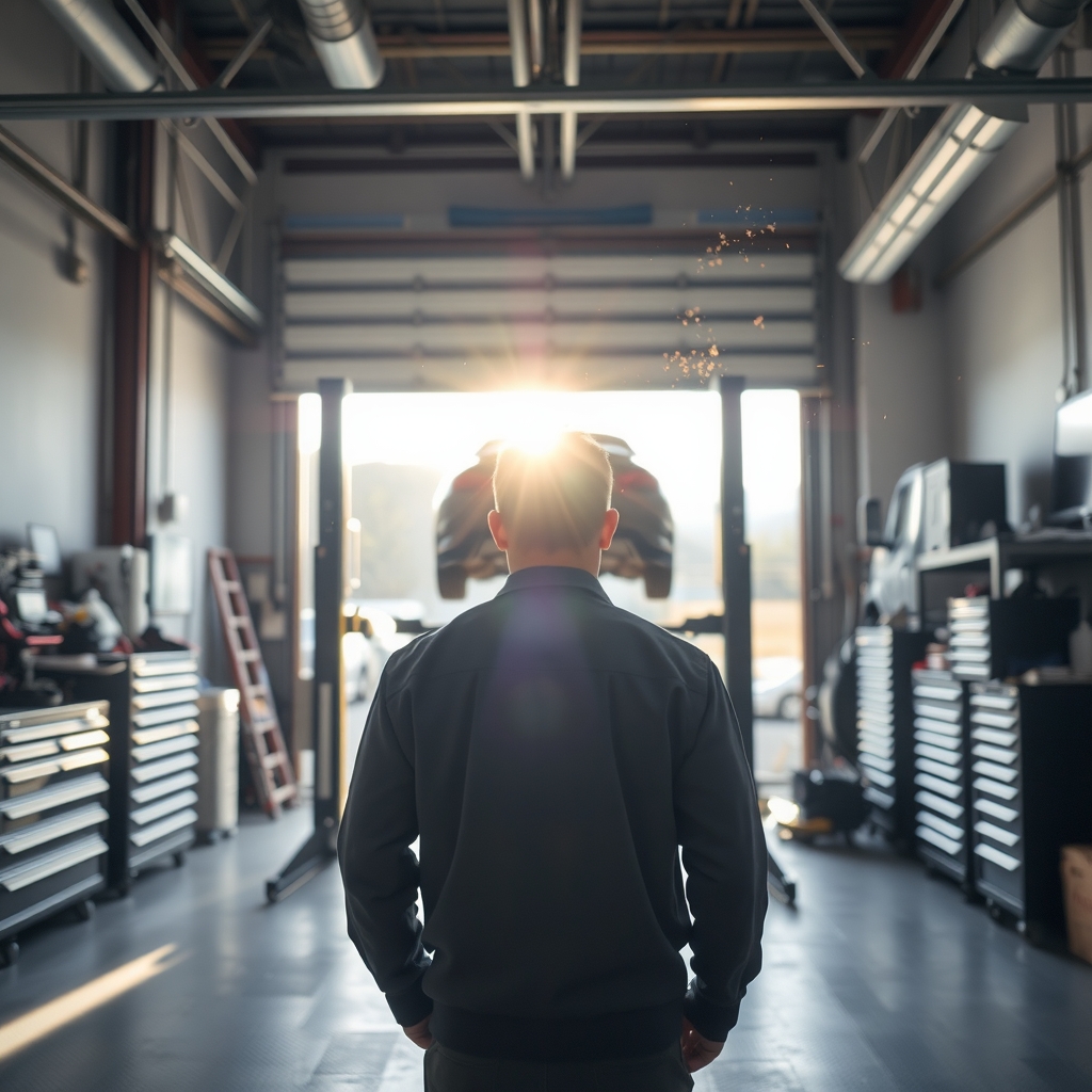 A mechanic working on a vehicle inside a professional auto repair shop in Colorado Springs, CO.