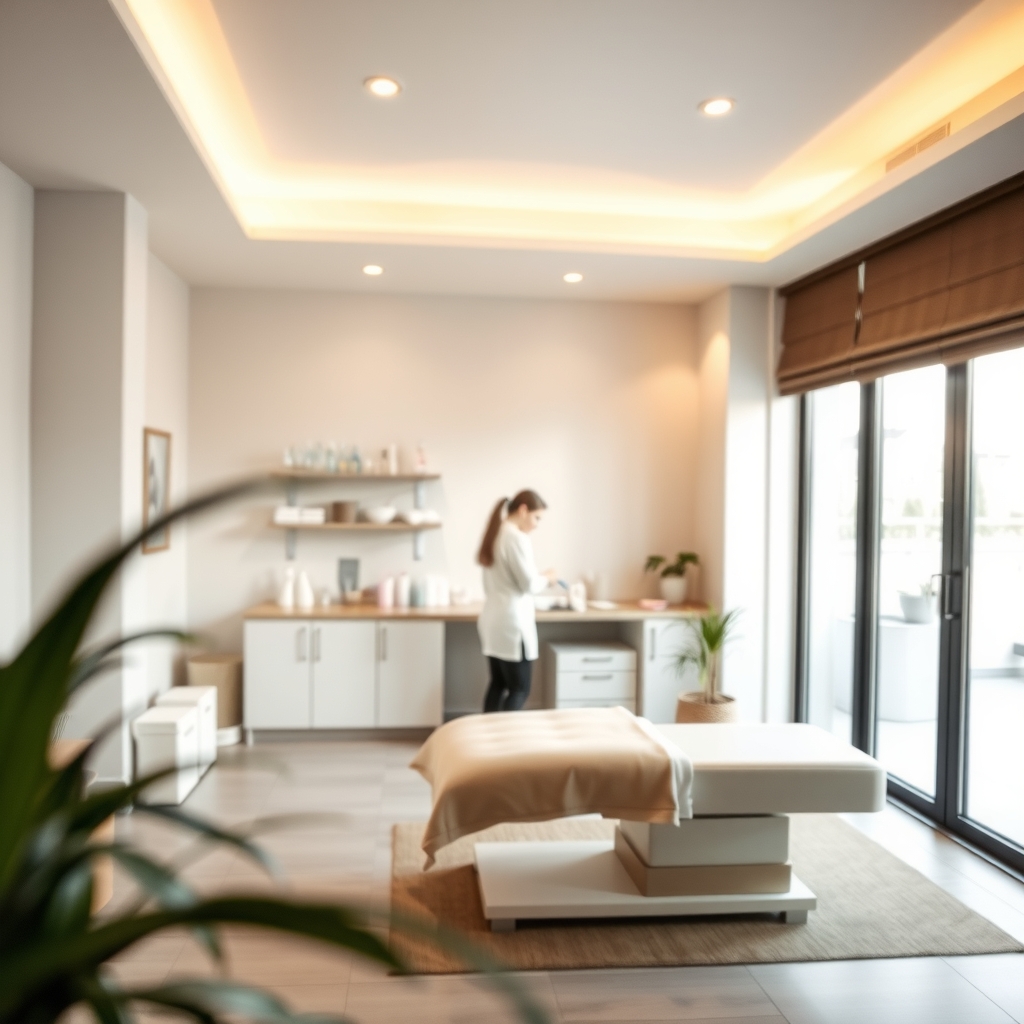 Clean, sunlit interior of a modern med spa in Denver, CO with professional aesthetic equipment.