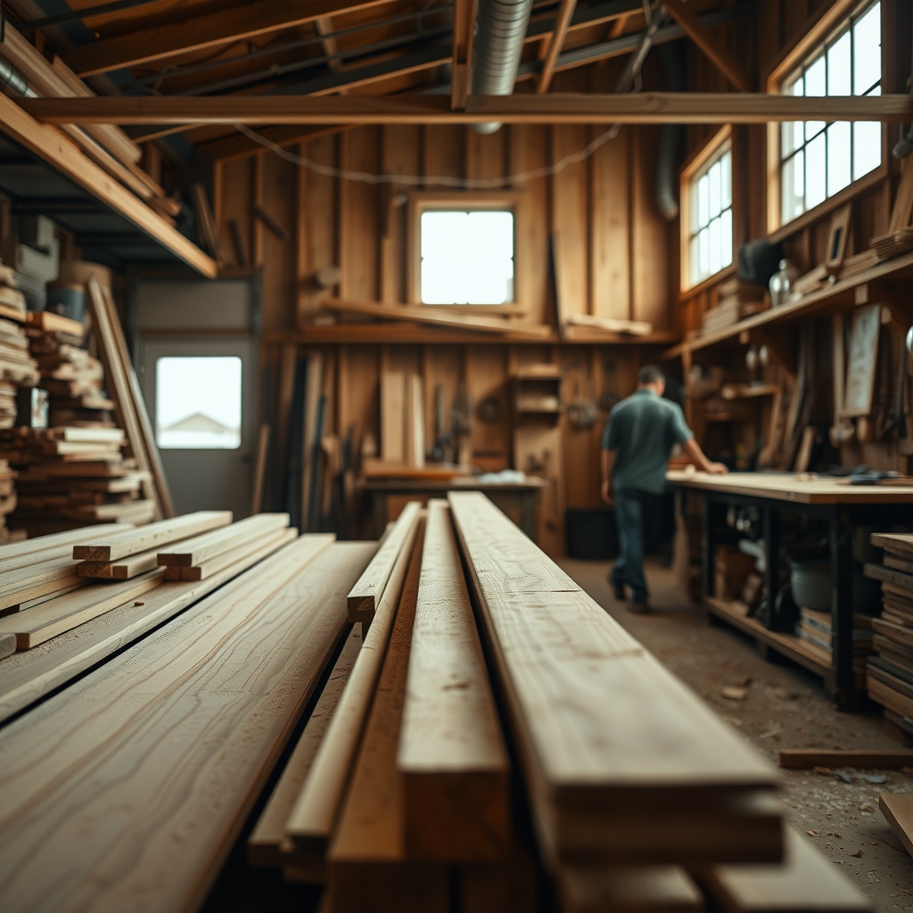 Cabinet shop workshop interior with woodworker crafting custom cabinets in Pleasant Grove, UT.